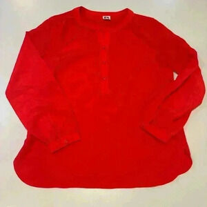 Anne Klein Red Long Sleeve Blouse Size Medium Softe Medium
